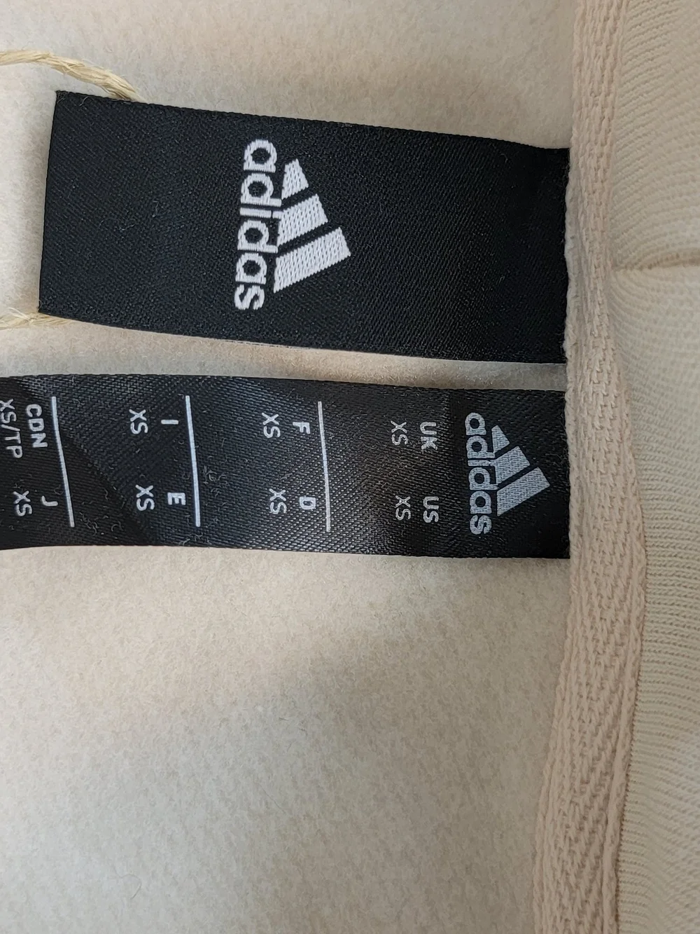 adidas Cream Hoodie with Black Logo and Drawstrings